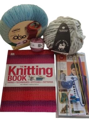 Knitting Yarn, Book and How to Kit Bundle